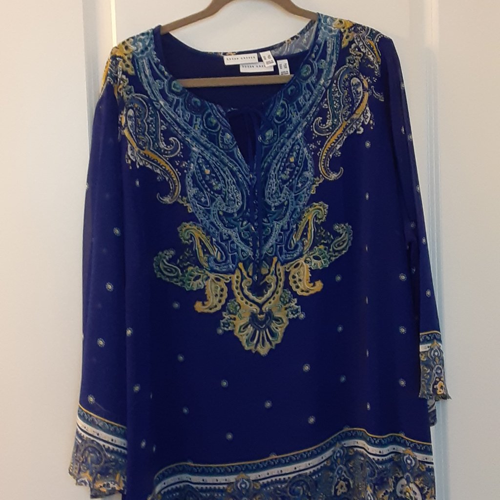 Susan Graver Printed Sheer Chiffon Tunic & Knit Tank Set